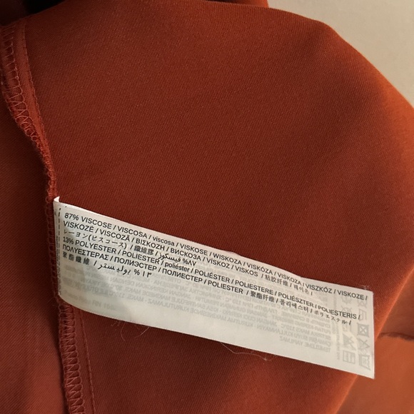 Mango Rust Wrap Midi Dress Long Sleeve Belted — Size S - Picture 12 of 14